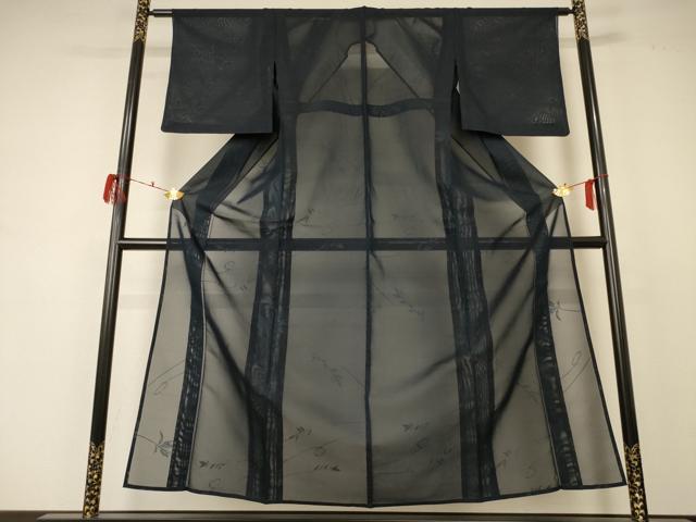 平和屋着物＊夏物 小紋 紗 舞葉文 正絹 逸品 AABD4610jd