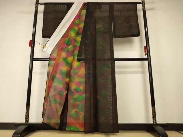 平和屋着物＊夏物 小紋 紗 菱文 正絹 逸品 AABD4612jd