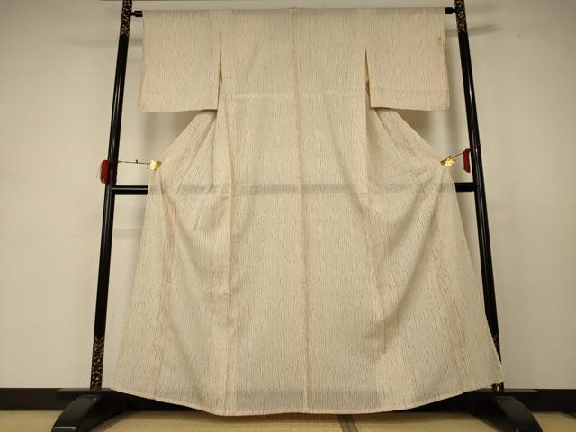 平和屋着物＊夏物 小紋 縦絽 変わり縞 正絹 逸品 AABD4615jd