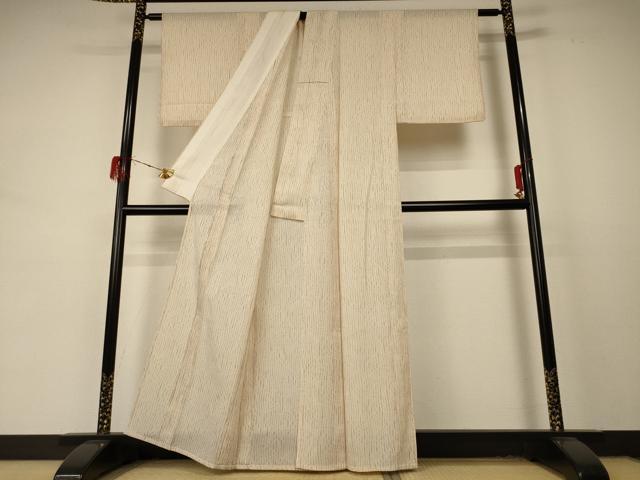 平和屋着物＊夏物 小紋 縦絽 変わり縞 正絹 逸品 AABD4615jd