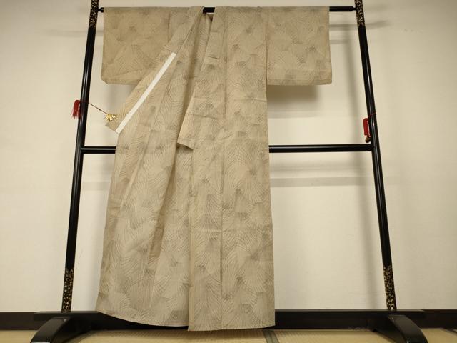 平和屋着物＊夏物 小紋 ちぢみ織 枝葉文 AABD4617jd