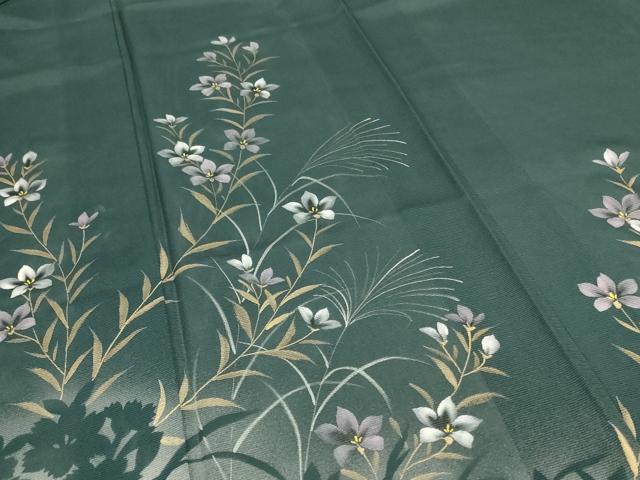 平和屋着物＊夏物 訪問着 絽 手描き 草花文 金銀彩 正絹 逸品 AABD4618jd
