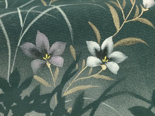 平和屋着物＊夏物 訪問着 絽 手描き 草花文 金銀彩 正絹 逸品 AABD4618jd
