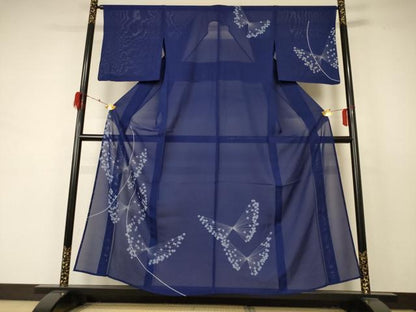 平和屋着物＊夏物 訪問着 絽 花蝶文 金彩 正絹 逸品 AABD4622jd