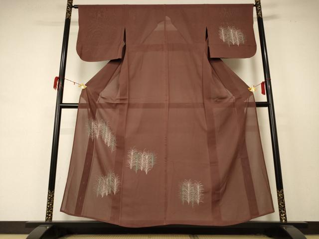 平和屋着物＊夏物 訪問着 絽 刺繍 草葉文 正絹 逸品 AABD4623jd