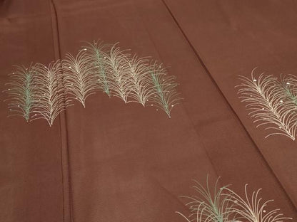 平和屋着物＊夏物 訪問着 絽 刺繍 草葉文 正絹 逸品 AABD4623jd