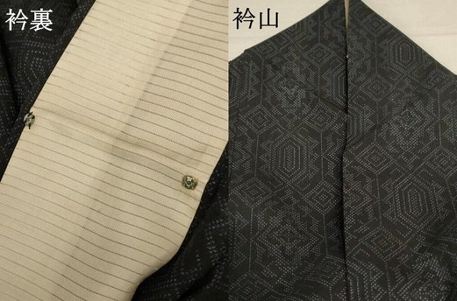 平和屋着物＊夏物 本場大島紬 夏大島 幾何学文様 正絹 逸品 AABD4624jd