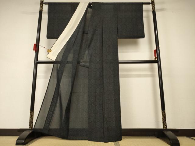 平和屋着物＊夏物 本場大島紬 夏大島 幾何学文様 正絹 逸品 AABD4624jd