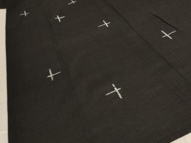 平和屋着物＊夏物 赤城紬 絞り 十字絣文様 正絹 逸品 AABD4626jd