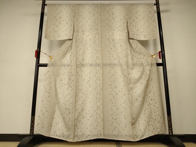 平和屋着物＊夏物 小紋 絽 変わり縞 洗える着物 AABD4628jd