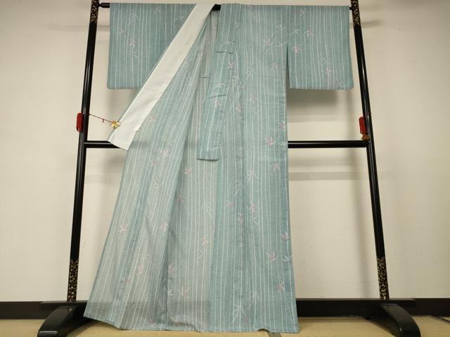 平和屋着物＊夏物 小紋 紗 鶴 洗える着物 AABD4629jd