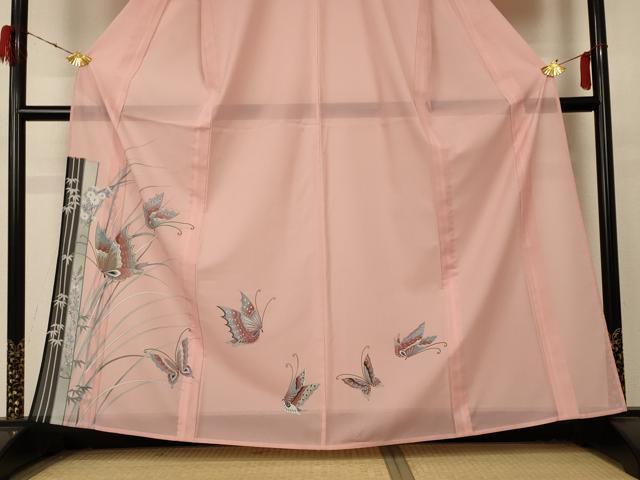 平和屋着物＊夏物 訪問着 絽 花蝶文 洗える着物 AABD4630jd
