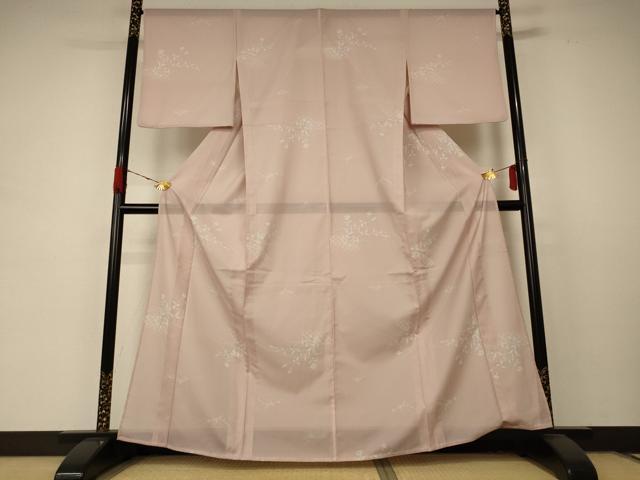 平和屋着物＊夏物 小紋 絽 草花文 洗える着物 AABD4631jd
