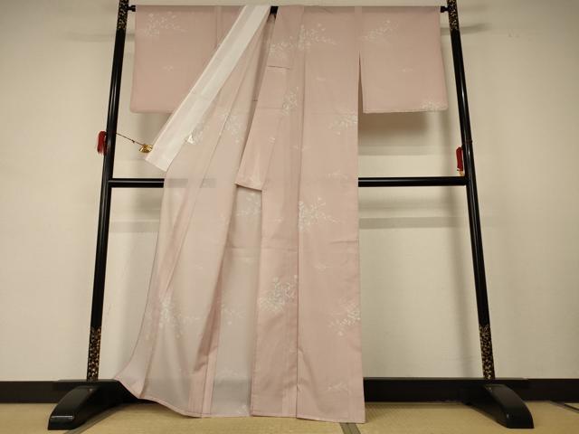 平和屋着物＊夏物 小紋 絽 草花文 洗える着物 AABD4631jd