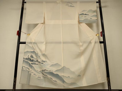 平和屋着物＊夏物　訪問着　絽　遠山文　正絹　逸品　AABD4637jd