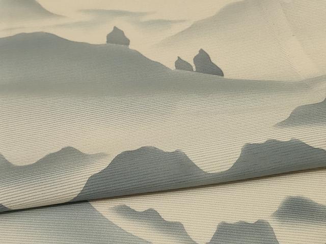 平和屋着物＊夏物　訪問着　絽　遠山文　正絹　逸品　AABD4637jd