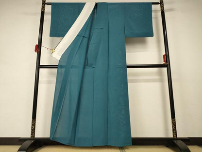 平和屋着物＊夏物 色無地 絽 青碧色 正絹 逸品 AABD4638jd