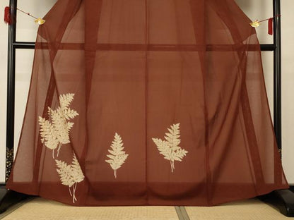 平和屋着物＊夏物 訪問着 絽 刺繍 枝葉文 金彩 正絹 逸品 AABD4639jd