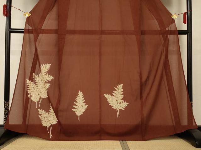 平和屋着物＊夏物 訪問着 絽 刺繍 枝葉文 金彩 正絹 逸品 AABD4639jd
