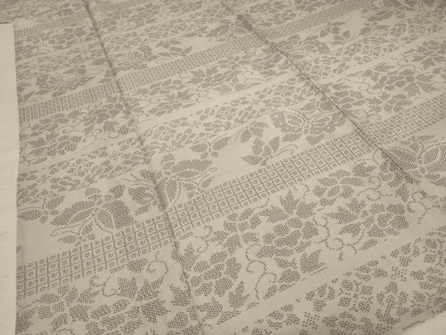 平和屋着物＊夏物 本塩沢 夏塩沢 花蝶文 正絹 逸品 AABD4643jd