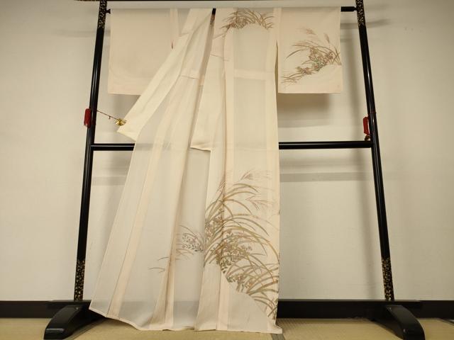 平和屋着物＊夏物 訪問着 絽 草花文 金彩 正絹 逸品AABD4645jd