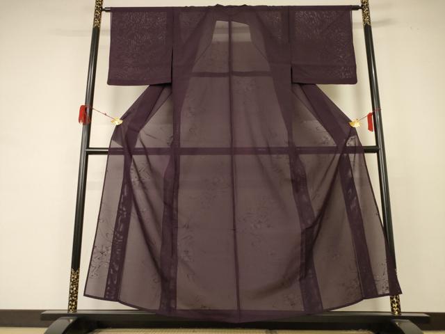 平和屋着物＊夏物 色無地 絽 似せ紫色 正絹 逸品 AABD4647jd