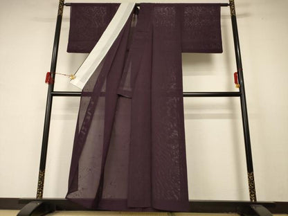 平和屋着物＊夏物 色無地 絽 似せ紫色 正絹 逸品 AABD4647jd
