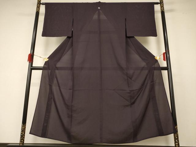 平和屋着物＊夏物 色無地 絽 黒紅色 正絹 逸品 AABD4648jd