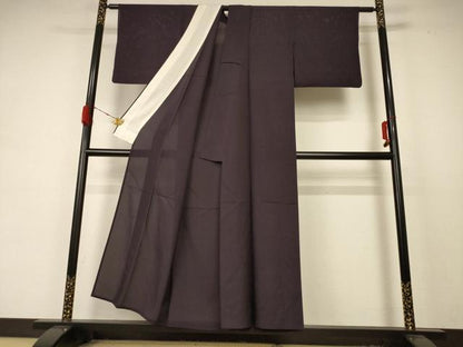 平和屋着物＊夏物 色無地 絽 黒紅色 正絹 逸品 AABD4648jd