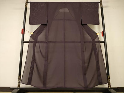平和屋着物＊夏物 色無地 絽 黒鳶色 正絹 逸品 AABD4652jd