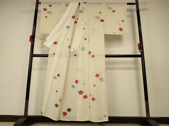 平和屋着物＊夏物 小紋 絽 舞花文 正絹 逸品 AABD4653jd