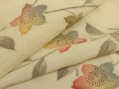 平和屋着物＊夏物 小紋 絽 手描き 枝花文 正絹 逸品 AABD4657jd