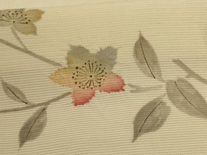 平和屋着物＊夏物 小紋 絽 手描き 枝花文 正絹 逸品 AABD4657jd
