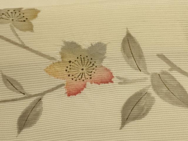 平和屋着物＊夏物 小紋 絽 手描き 枝花文 正絹 逸品 AABD4657jd