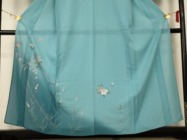 平和屋着物＊夏物 訪問着 絽 流水草花文 銀彩 正絹 逸品 AABD4659jd
