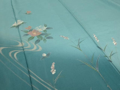 平和屋着物＊夏物 訪問着 絽 流水草花文 銀彩 正絹 逸品 AABD4659jd