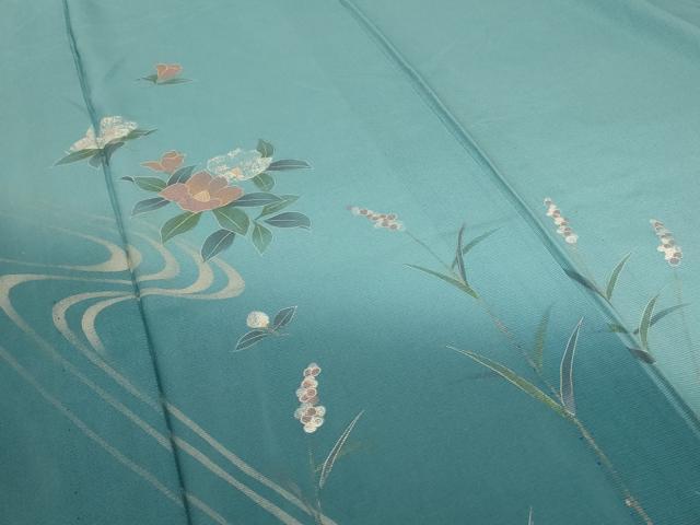平和屋着物＊夏物 訪問着 絽 流水草花文 銀彩 正絹 逸品 AABD4659jd