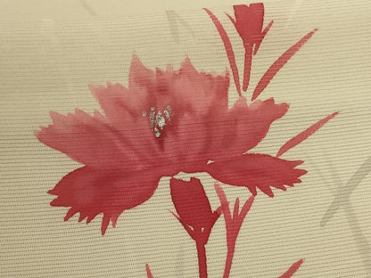 平和屋着物＊夏物　訪問着　絽　手描き　草花文　銀彩　正絹　逸品　AABD4660jd