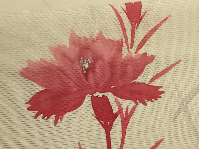 平和屋着物＊夏物　訪問着　絽　手描き　草花文　銀彩　正絹　逸品　AABD4660jd