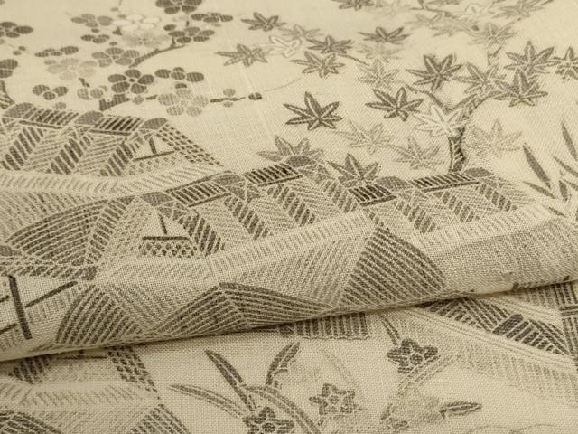 平和屋着物＊夏物 紗紬 生紬 風景文 正絹 逸品 AABD4661jd