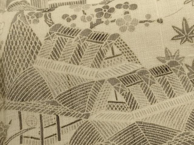平和屋着物＊夏物 紗紬 生紬 風景文 正絹 逸品 AABD4661jd