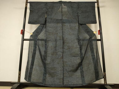 平和屋着物＊夏物 結城紬 夏結城 100亀甲 花蝶文 正絹 逸品 AABD4666jd