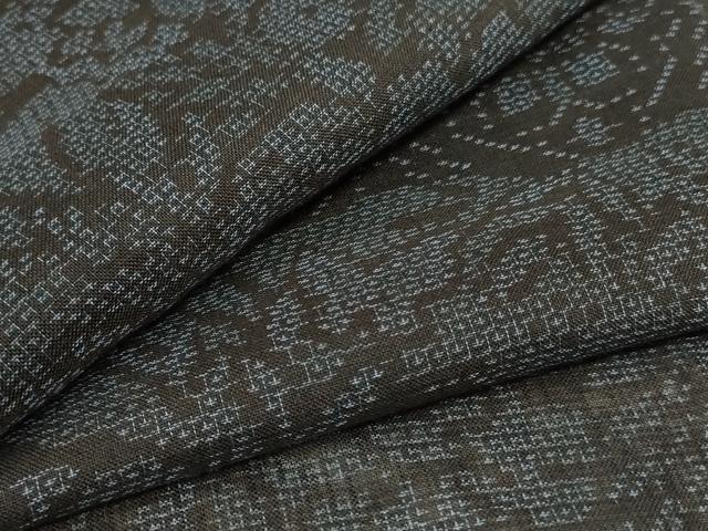 平和屋着物＊夏物 結城紬 夏結城 100亀甲 花蝶文 正絹 逸品 AABD4666jd