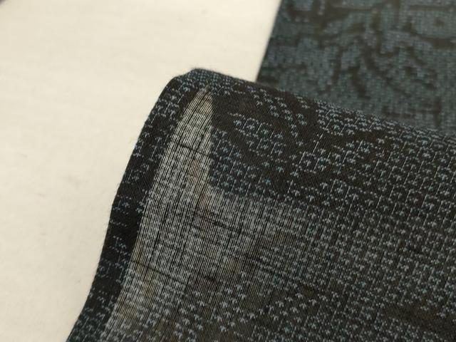 平和屋着物＊夏物 結城紬 夏結城 100亀甲 花蝶文 正絹 逸品 AABD4666jd