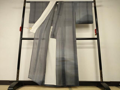 平和屋着物＊夏物 訪問着 紗 霞文 暈し染め 正絹 逸品 AABD4667jd