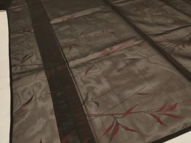 平和屋着物＊夏物 小紋 紗 枝葉文 正絹 逸品 AABD4668jd