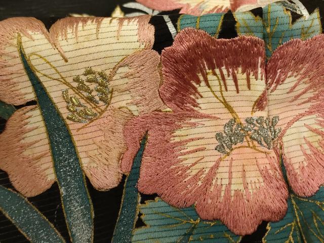 平和屋着物＊夏物 黒留袖 絽 刺繍 草花文 金銀彩 正絹 逸品 AABD4669jd