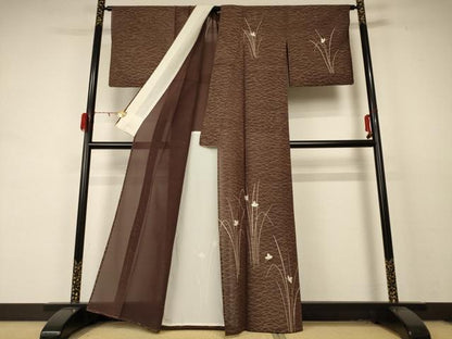平和屋着物＊夏物 訪問着 絽 草花文 金銀彩 正絹 逸品 AABD4671jd