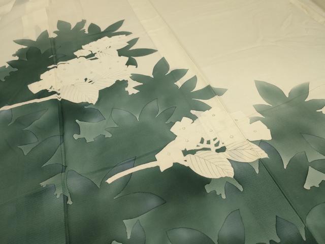 平和屋着物＊夏物 訪問着 絽 草花文 暈し染め 銀彩 正絹 逸品 AABD4674jd