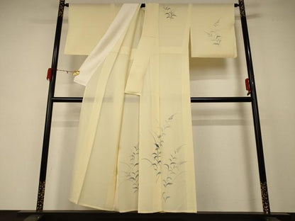 平和屋着物＊夏物　訪問着　絽　手描き　草花文　正絹　逸品　AABD4675jd
